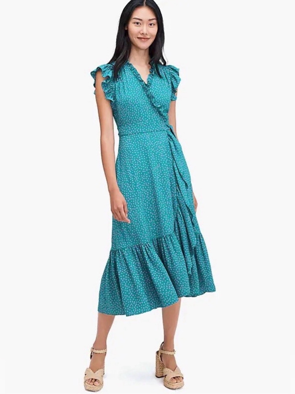 NWOT Kate spade pool side dot ruffle wrap dress